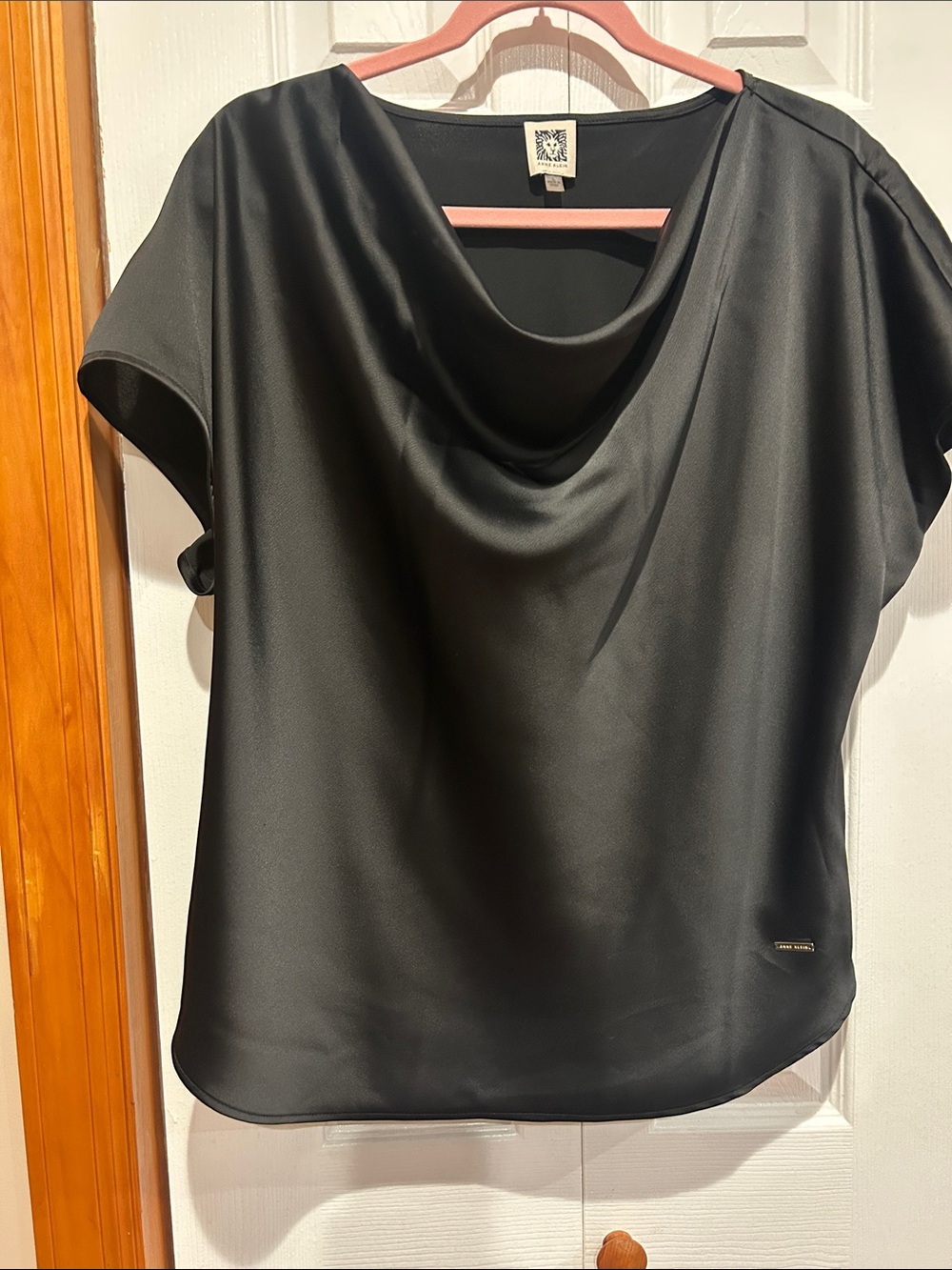 Anne Klein Black Draped Neck Women’s Top